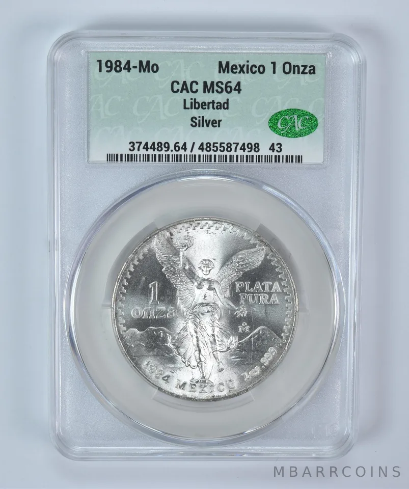 1984 Mo Mexico 1 Onza Silver Libertad MS64 CAC CACg