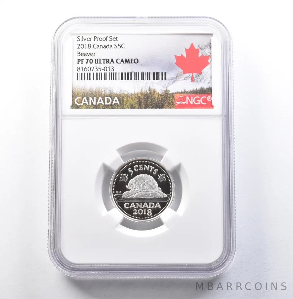 2018 Canada 5 Cents Silver Proof Set Beaver PF70 UCAM NGC a5870