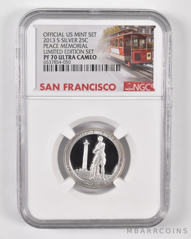 2013-S Quarter Silver Peace Memorial PF70 NGC Limited Edition SF Lbl