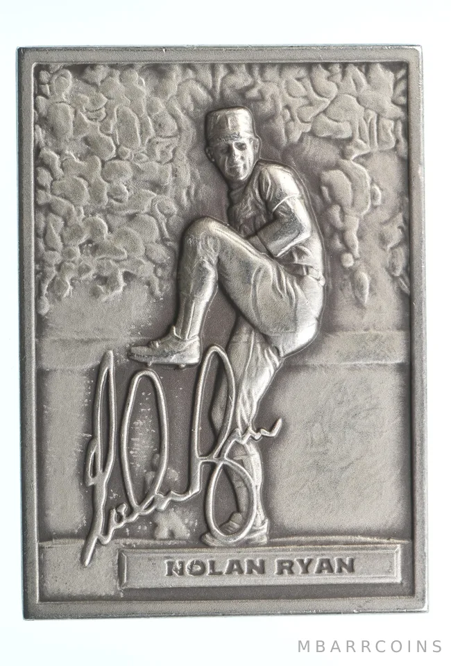 2.2 Troy Oz Silver Bar Baseball Legends Nolan Ryan Topps *9729