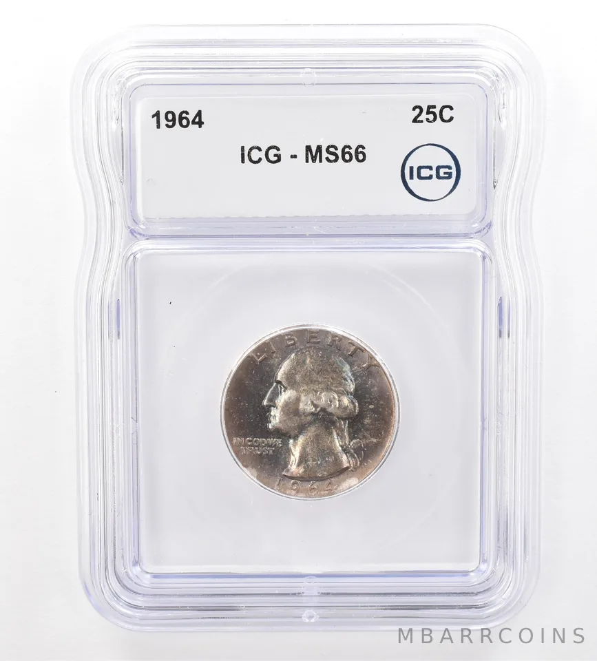 1964 Washington Quarter MS66 ICG Beautiful Tone *7342
