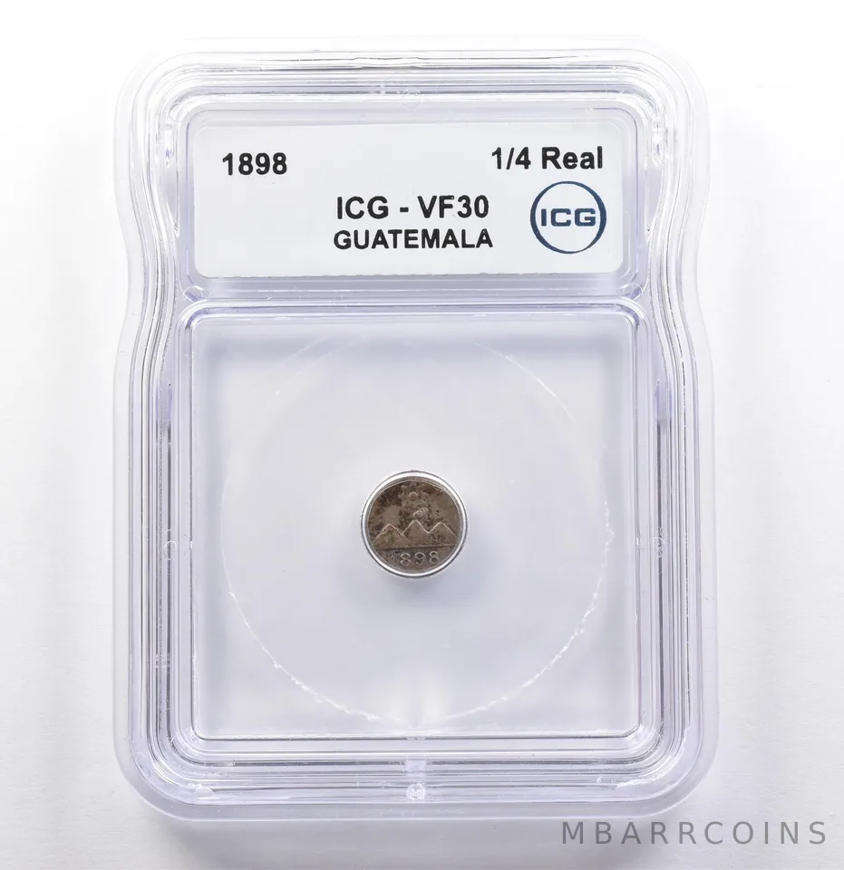 1898 Guatemala 1/4 Real VF30 ICG *9955