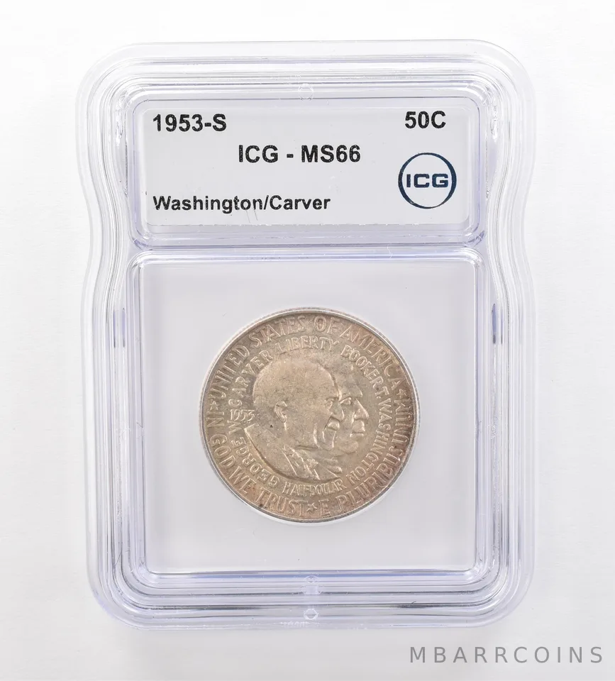 1953-S Washington Carver Commemorative Dollar MS66 ICG Beautiful Tone *7512