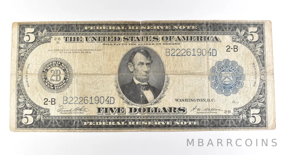 1914 $5 New York NY FRN Large Note Blue Seal *2709