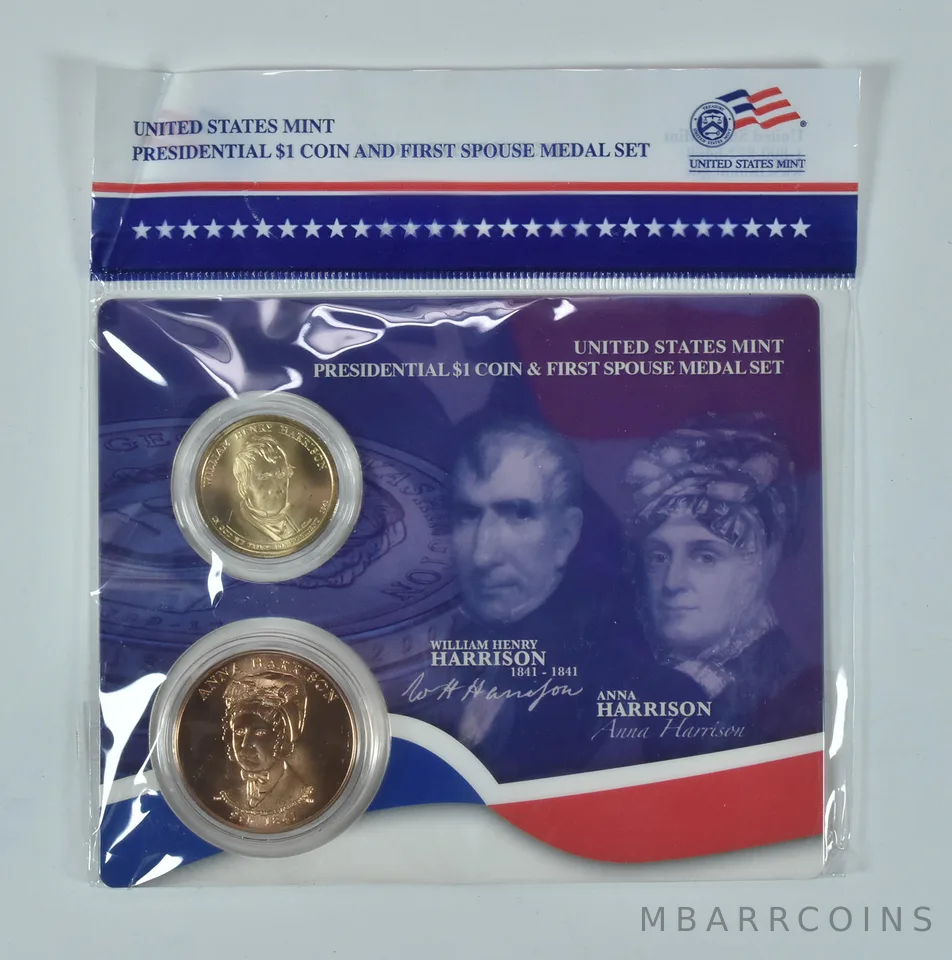 2009 Presidential $1 & First Spouse Medal Set - William & Anna Harrison