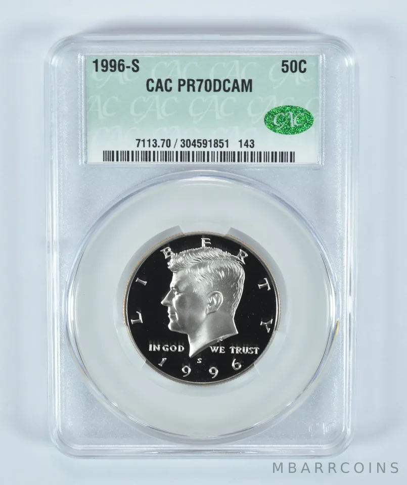 1996-S Kennedy Half Dollar PR70 DCAM CAC CACg