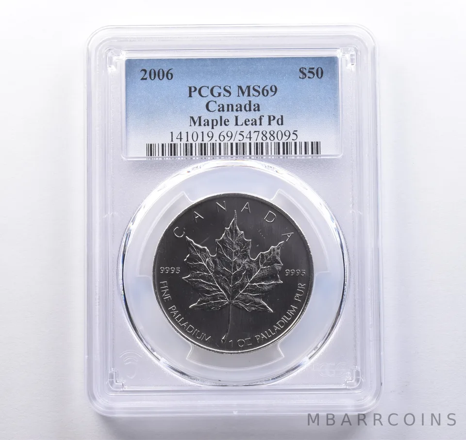 2006 Canada 50 Dollars Palladium Maple Leaf 1 Oz Palladium MS69 PCGS