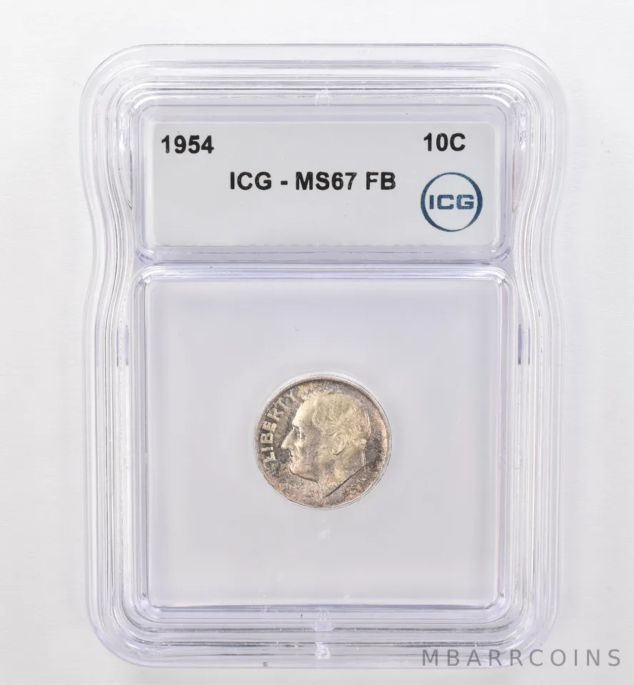 1954 Roosevelt Dime MS67 FB ICG Peripheral Tone *9508
