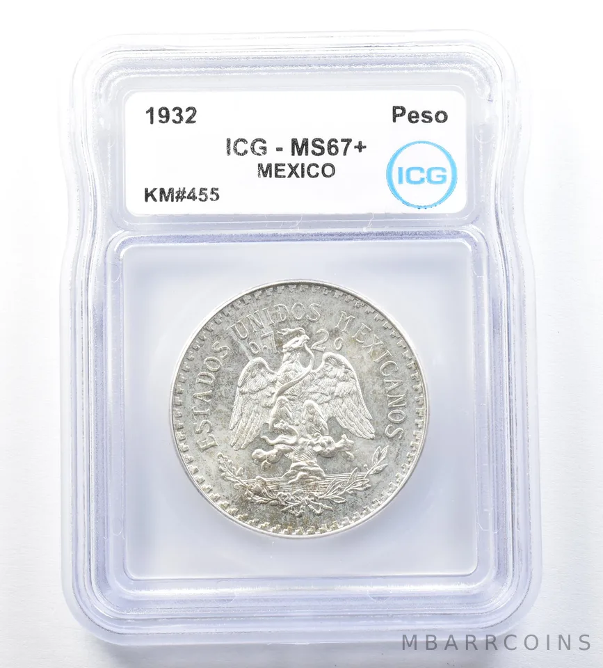 1932 Mexico Peso KM#455 MS67+ ICG *8826