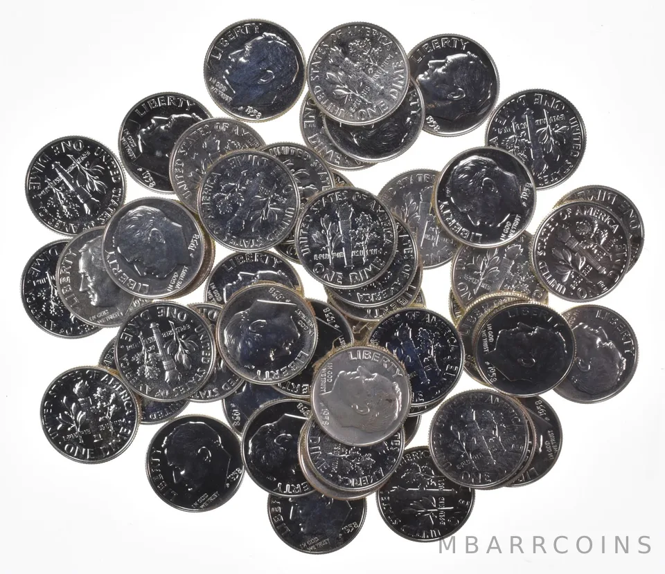 (50) 1958 Roosevelt Dime Proof 90% Silver ROLL