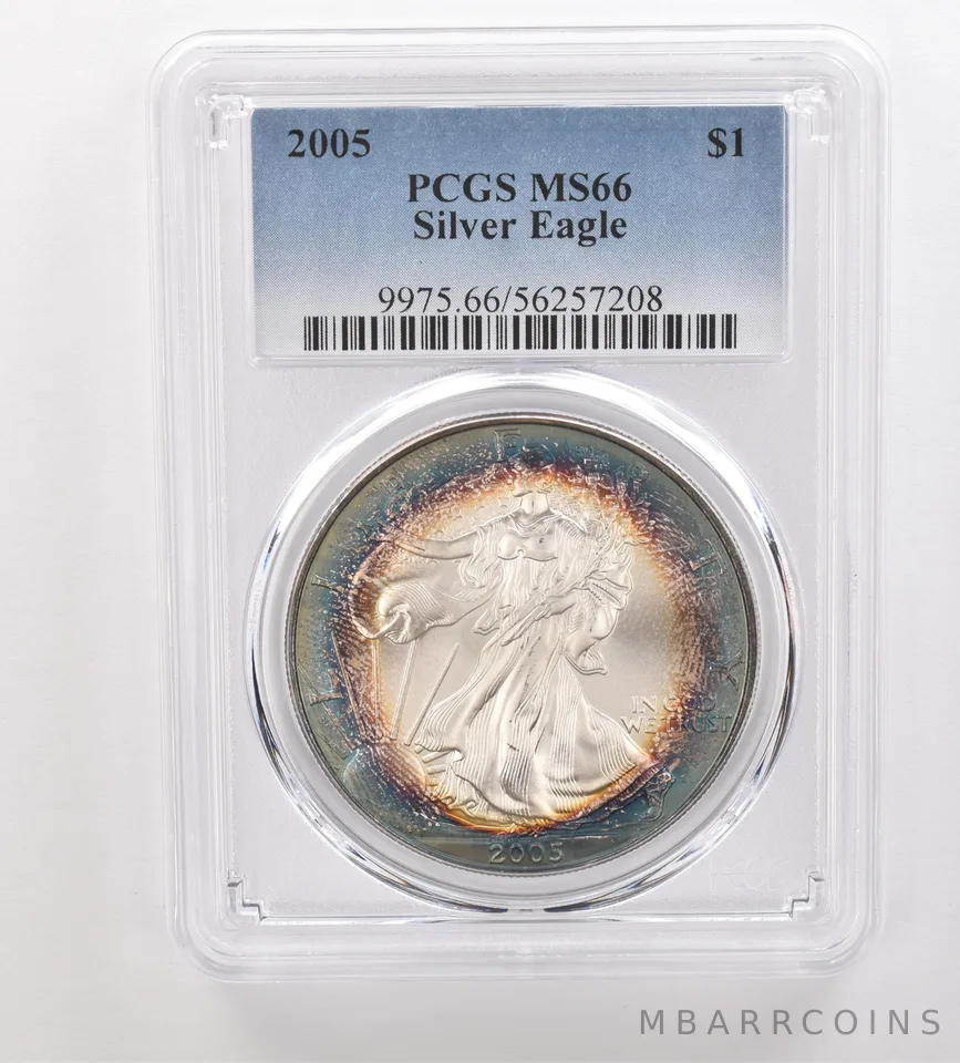 2005 American Silver Eagle MS66 PCGS Beautiful Tone *3234
