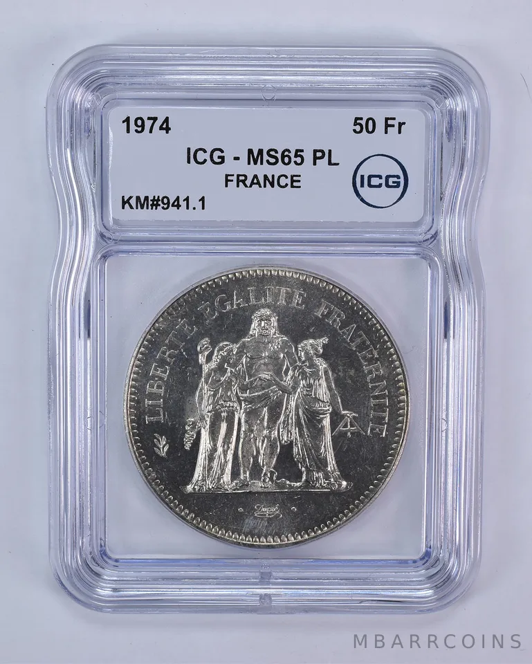 1974 France 50 Francs KM#941.1 MS65 PL ICG