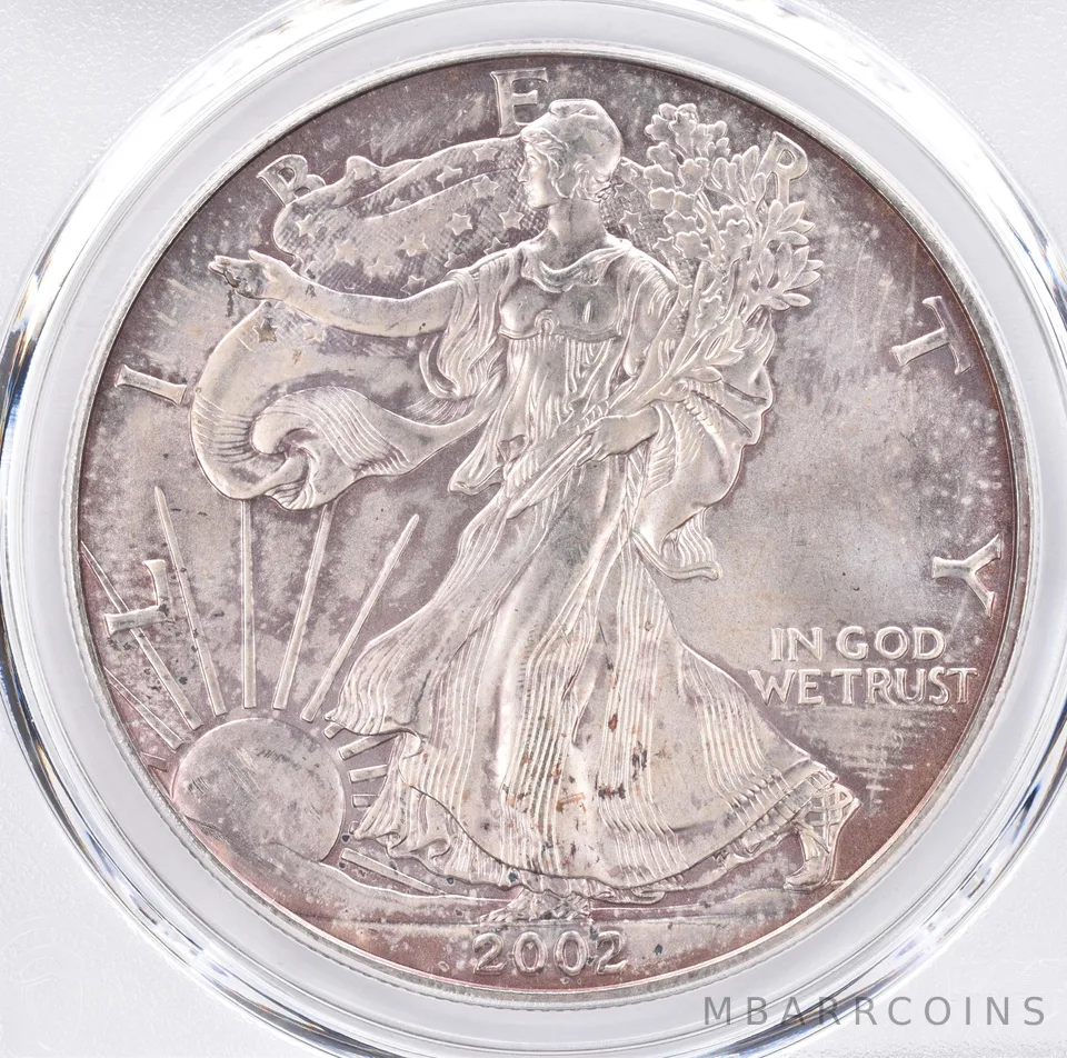 2002 American Silver Eagle MS65 PCGS Beautiful Tone *1458