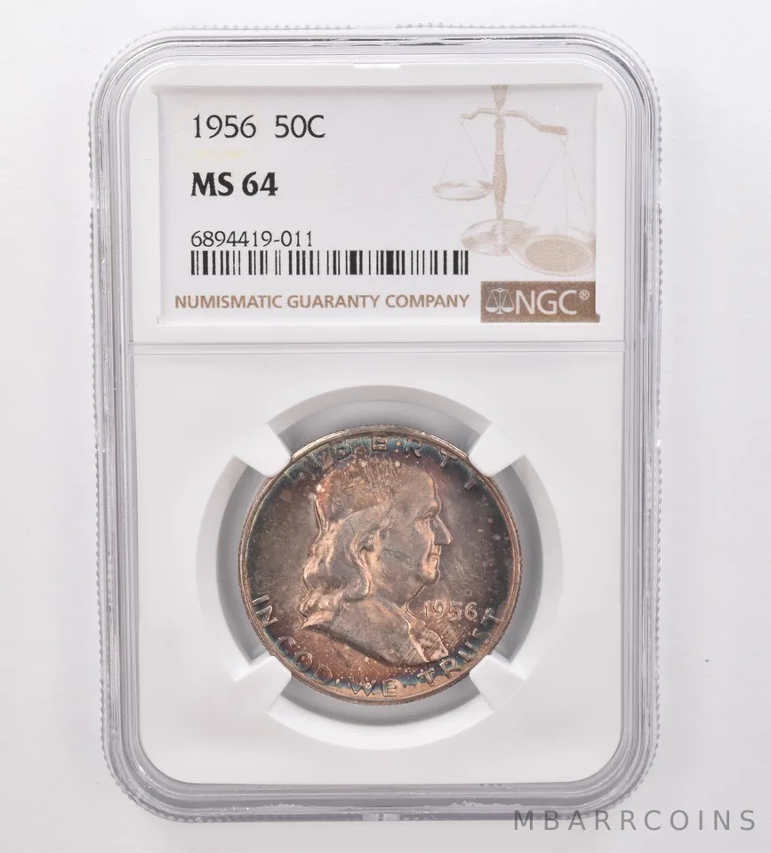 1956 Franklin Half Dollar MS64 NGC Beautiful Tone *9933