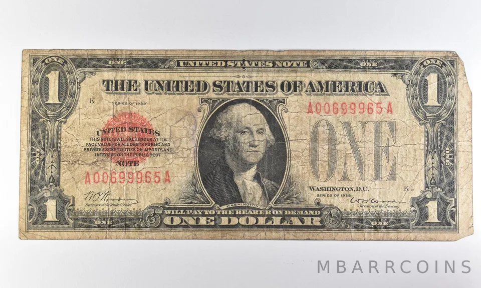 1928 $1 US Legal Tender Note Red Seal *8289