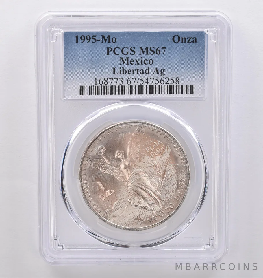 1995 Mo Mexico 1 Onza Silver Libertad MS67 PCGS Beautiful Tone *8938