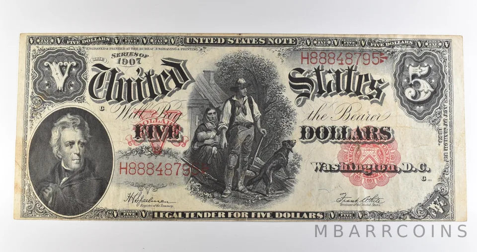 1907 $5 Legal Tender Large Note Red Seal *3525