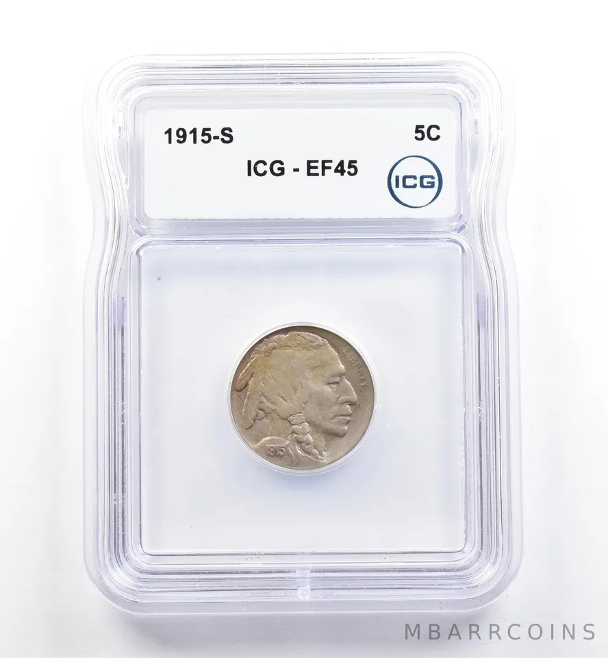 1915-S Indian Head Buffalo Nickel EF45 ICG *9946