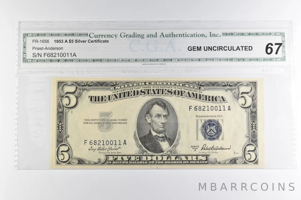 $5 1953-A US Silver Certificate Blue Seal FR-1656 *8175