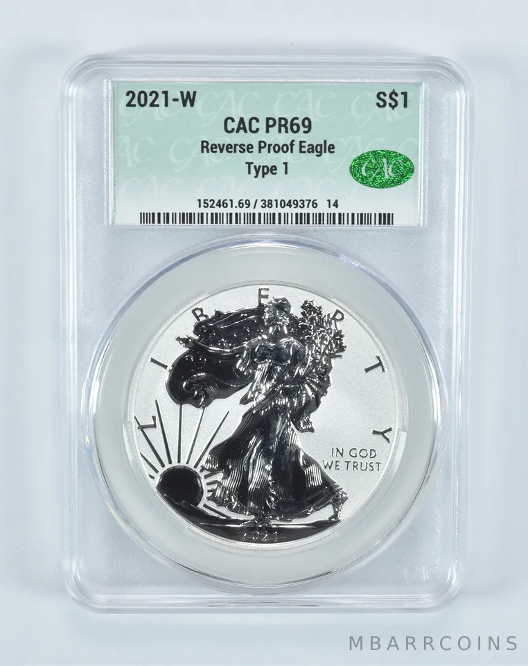 2021-W American Silver Eagle Type 1 Reverse Proof PR69 CAC CACg