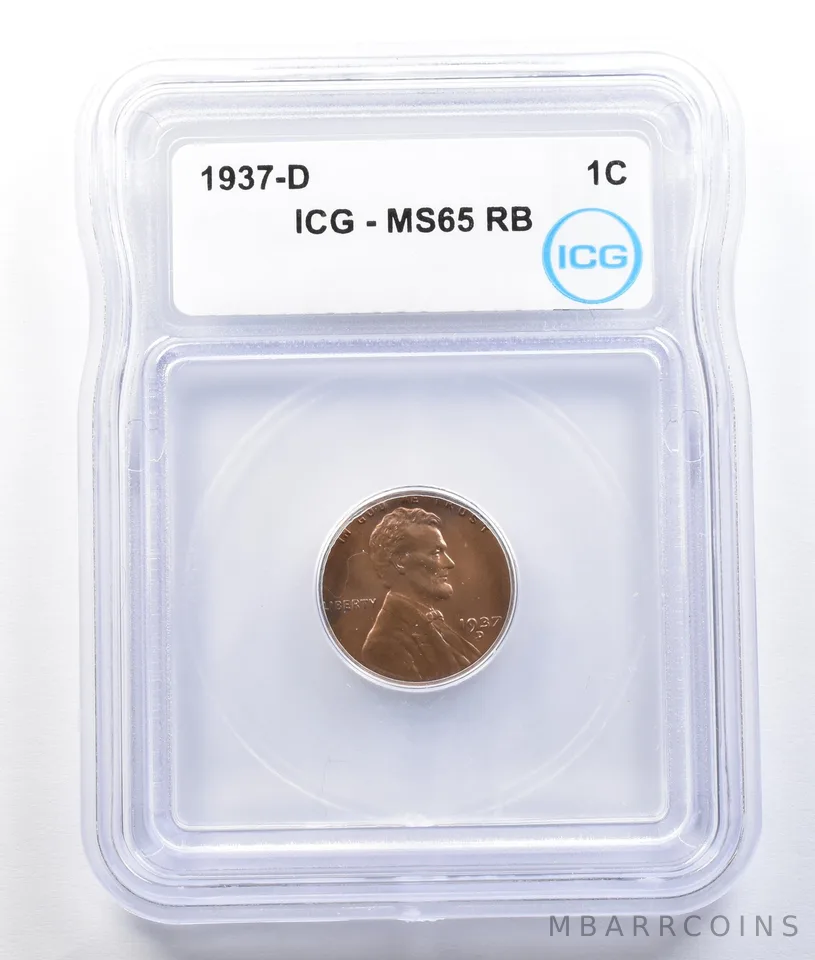 1937-D Lincoln Wheat Cent MS65 RB ICG a1483