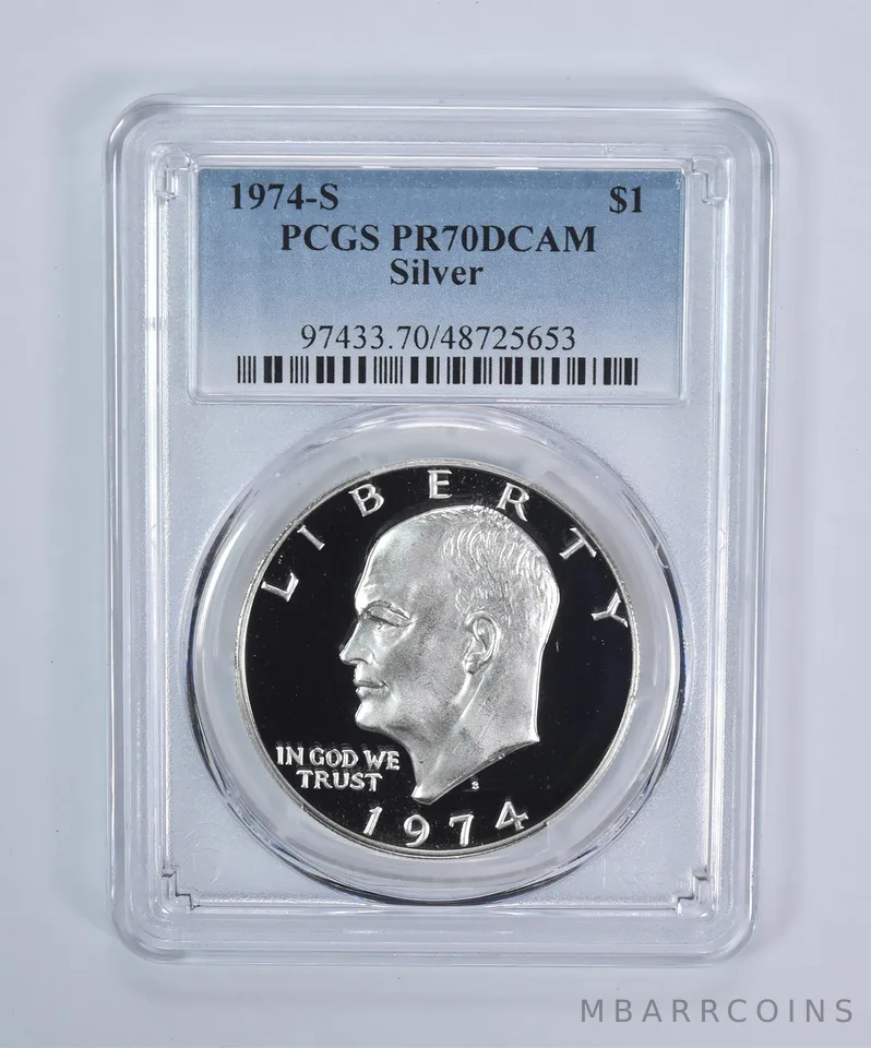 1974-S Eisenhower $1 Silver PR70 DCAM PCGS Blue Label
