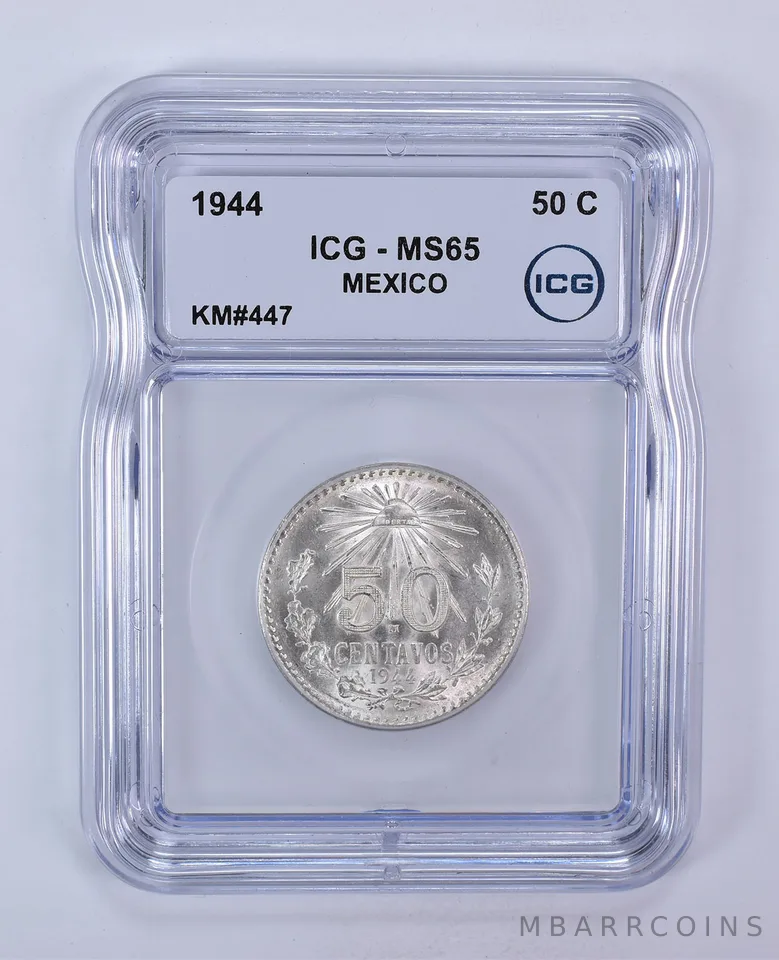 1944 Mexico 50 Centavos KM#447 MS65 ICG