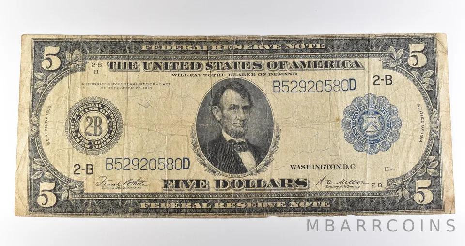 1914 $5 New York NY FRN Large Note Blue Seal *3660
