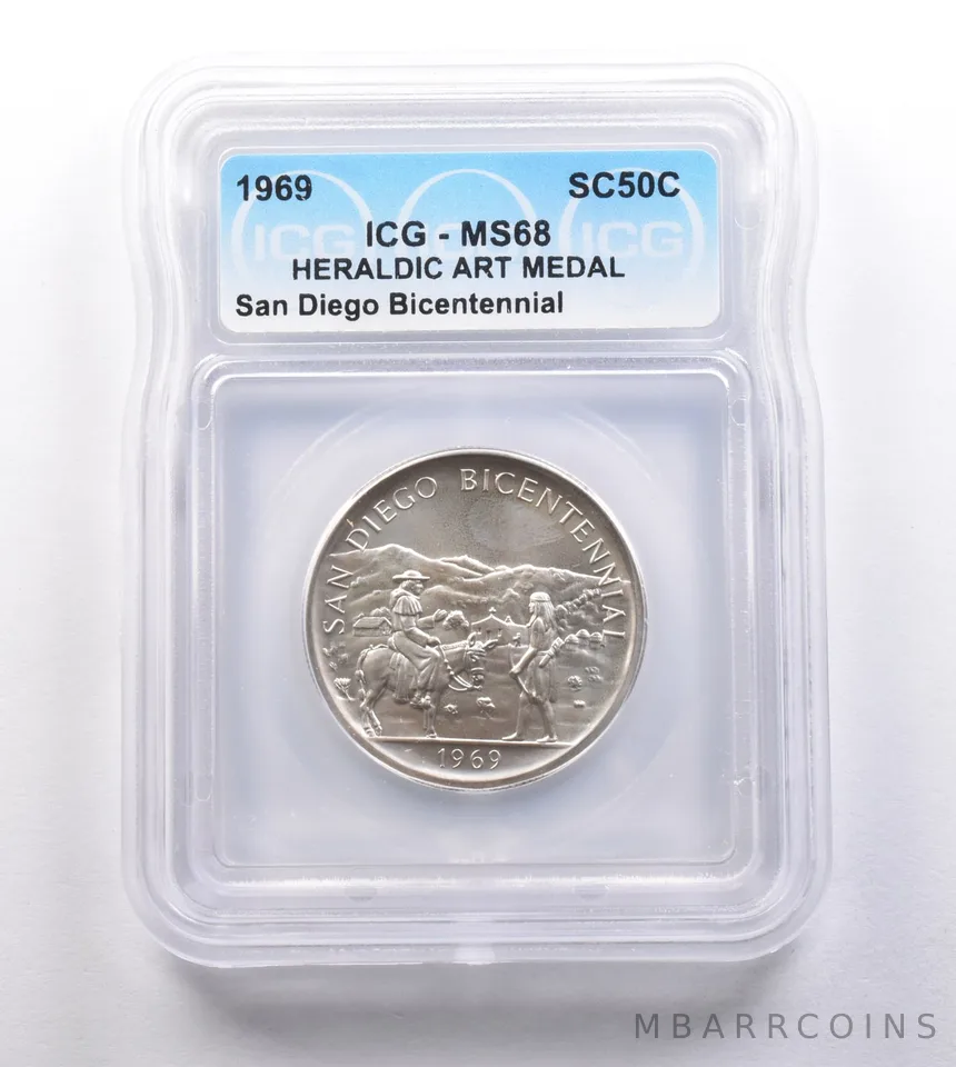1969 So Called Half Dollar San Diego Bicentennial MS68 ICG