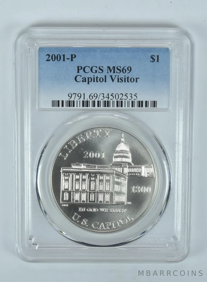 2001-P Capitol Visitor Commemorative Dollar MS69 PCGS Blue Label