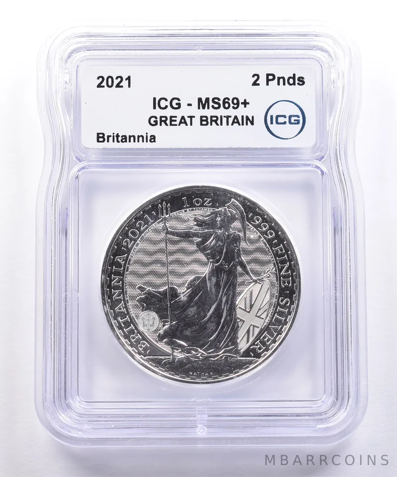 2021 Great Britain 2 Pound Silver Britannia MS69+ ICG