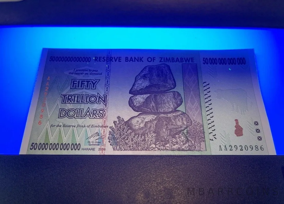 UNC 2008 Zimbabwe 50 TRILLION DOLLARS BANKNOTE AA P-90 100 TRILLION SERIES