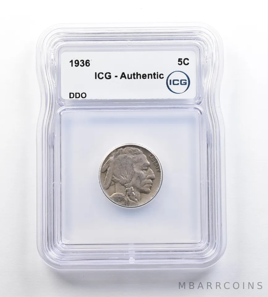 1936 Indian Head Buffalo Nickel DDO Authentic ICG *9193