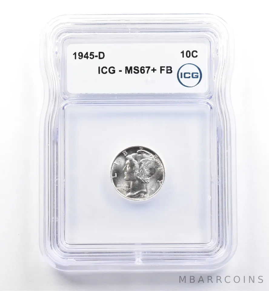 1945-D Mercury Dime MS67+ FB ICG *0141
