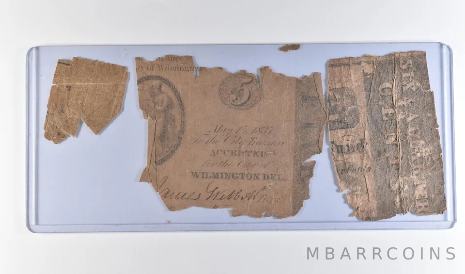 1837 Wilmington DE Obsolete Note Fragments *8677