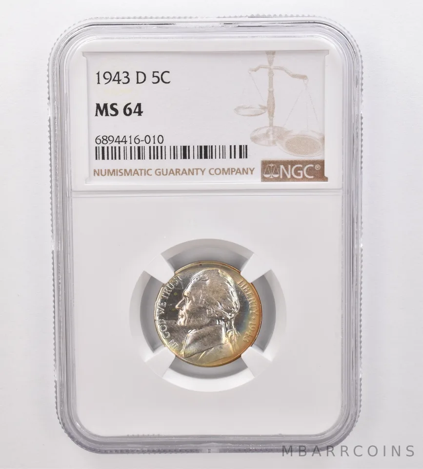 1943-D Jefferson Nickel MS64 NGC Beautiful Tone *9911