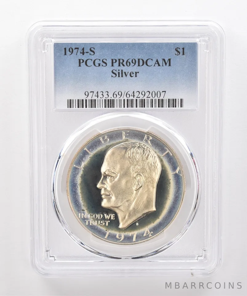 1974-S Eisenhower $1 Silver PR69 DCAM PCGS Beautiful Tone *1959
