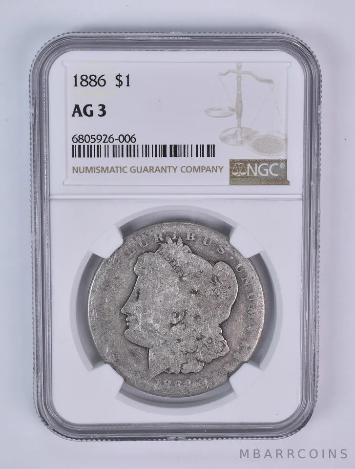 1886 Morgan Silver Dollar AG3 NGC Lowball