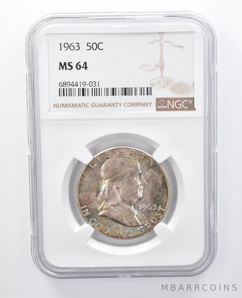 1963 Franklin Half Dollar MS64 NGC Beautiful Tone *7916