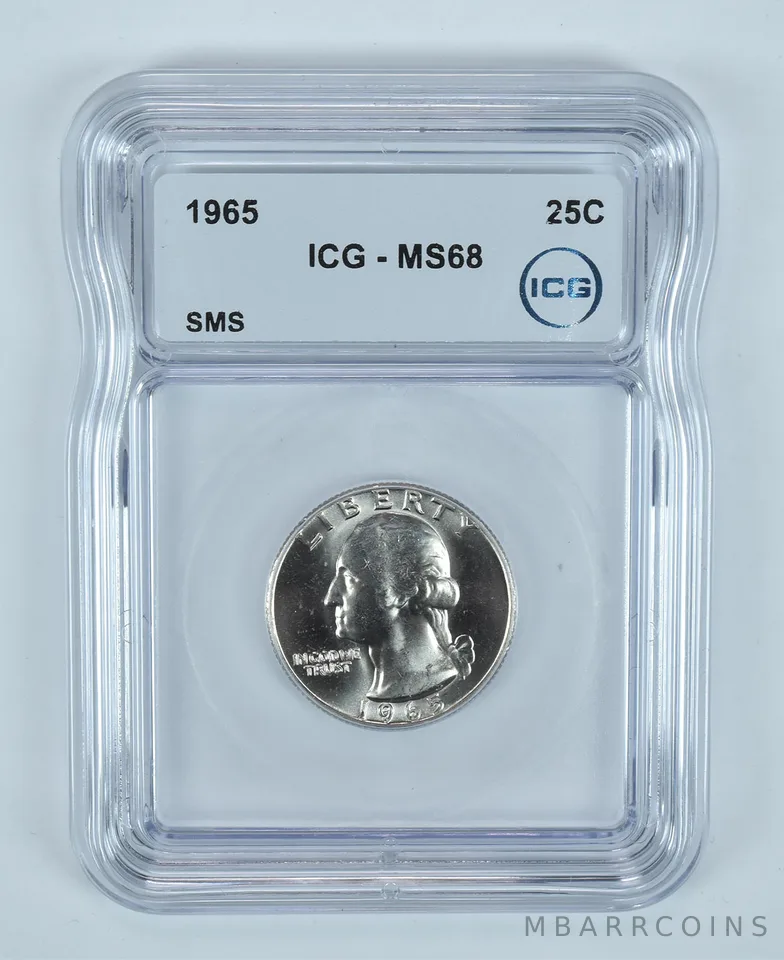 1965 Washington Quarter SMS MS68 ICG