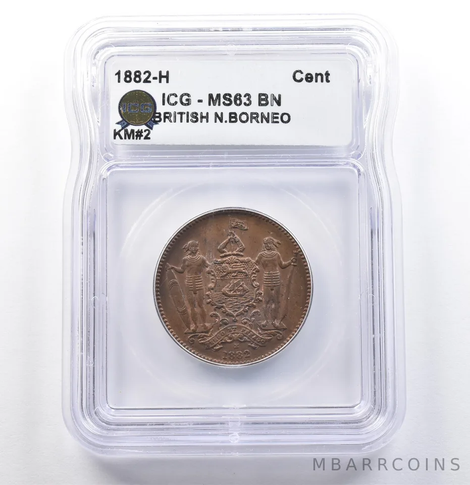 1882 H British North Borneo Cent KM#2 MS63 BN ICG a9837