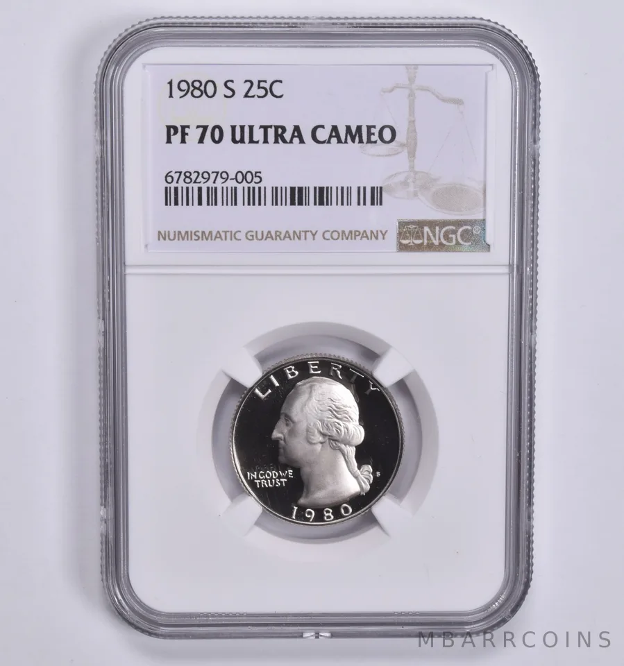 1980-S Washington Quarter PF70 UCAM NGC Brown Lbl