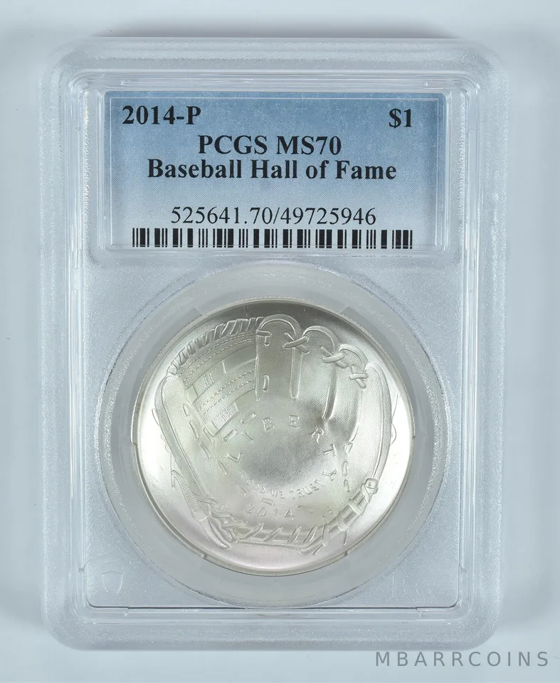 2014-P Baseball Hall Of Fame Commemorative Dollar MS70 PCGS Blue Label