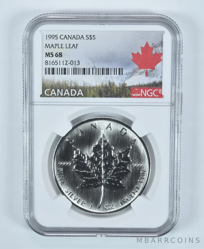 1995 Canada 5 Dollars Silver Maple Leaf MS68 NGC Canada Label