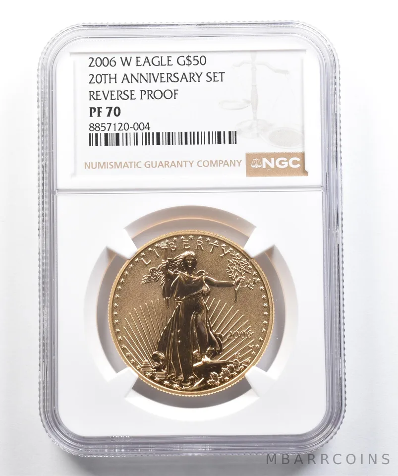 2006-W $50 American Gold Eagle 20th Anniversary Set Reverse PF70 NGC *4875