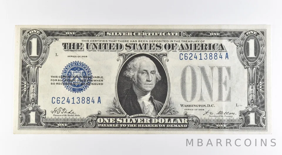 1928 $1 Silver Certificate Blue Seal Fr#1600 a0452