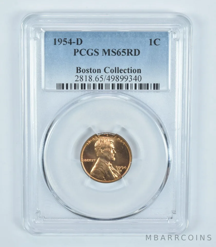 1954-D Lincoln Wheat Cent Boston Collection MS65 RD PCGS Blue Label