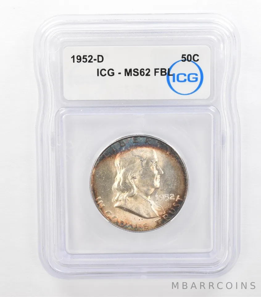 1952-D Franklin Half Dollar MS62 FBL ICG Beautiful Tone *3675