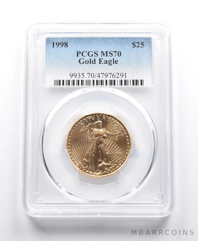 1998 $25 American Gold Eagle 1/2 Oz Gold MS70 PCGS