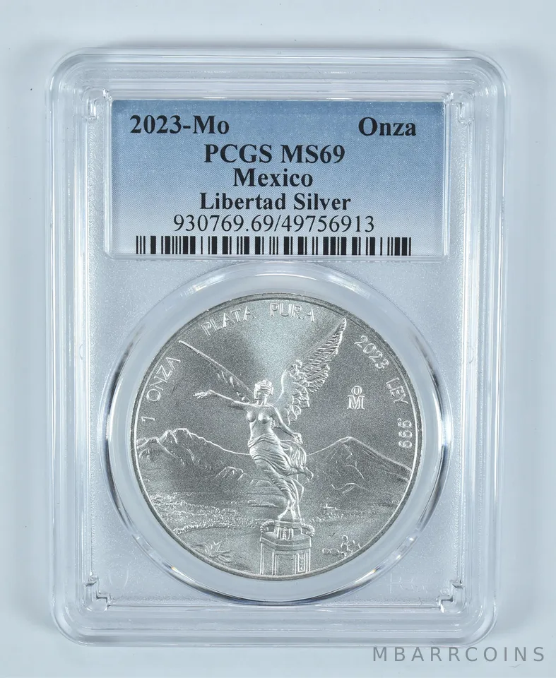 2023 Mo Mexico 1 Onza Silver Libertad MS69 PCGS Blue Label